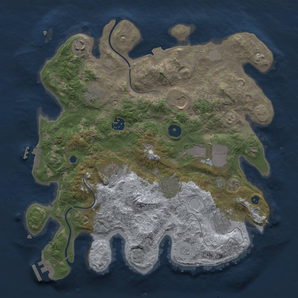 Rust Map: Procedural Map, Size: 3500, Seed: 779298410, 15 Monuments