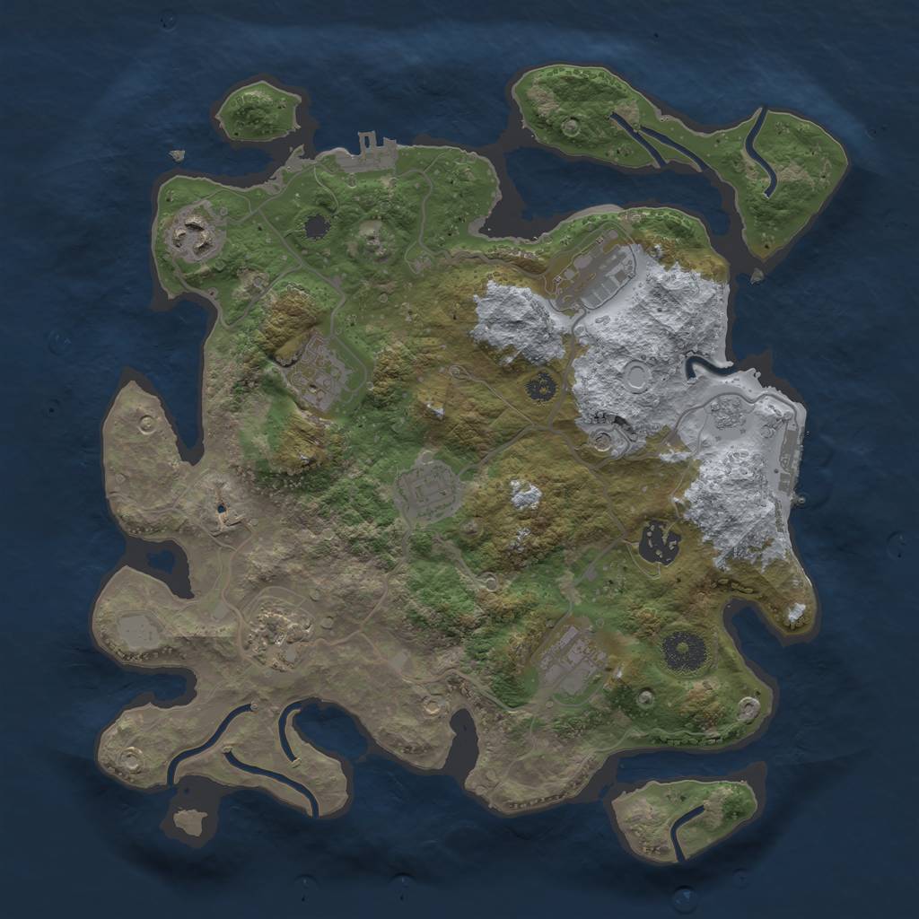 Rust Map: Procedural Map, Size: 3250, Seed: 2102956, 16 Monuments