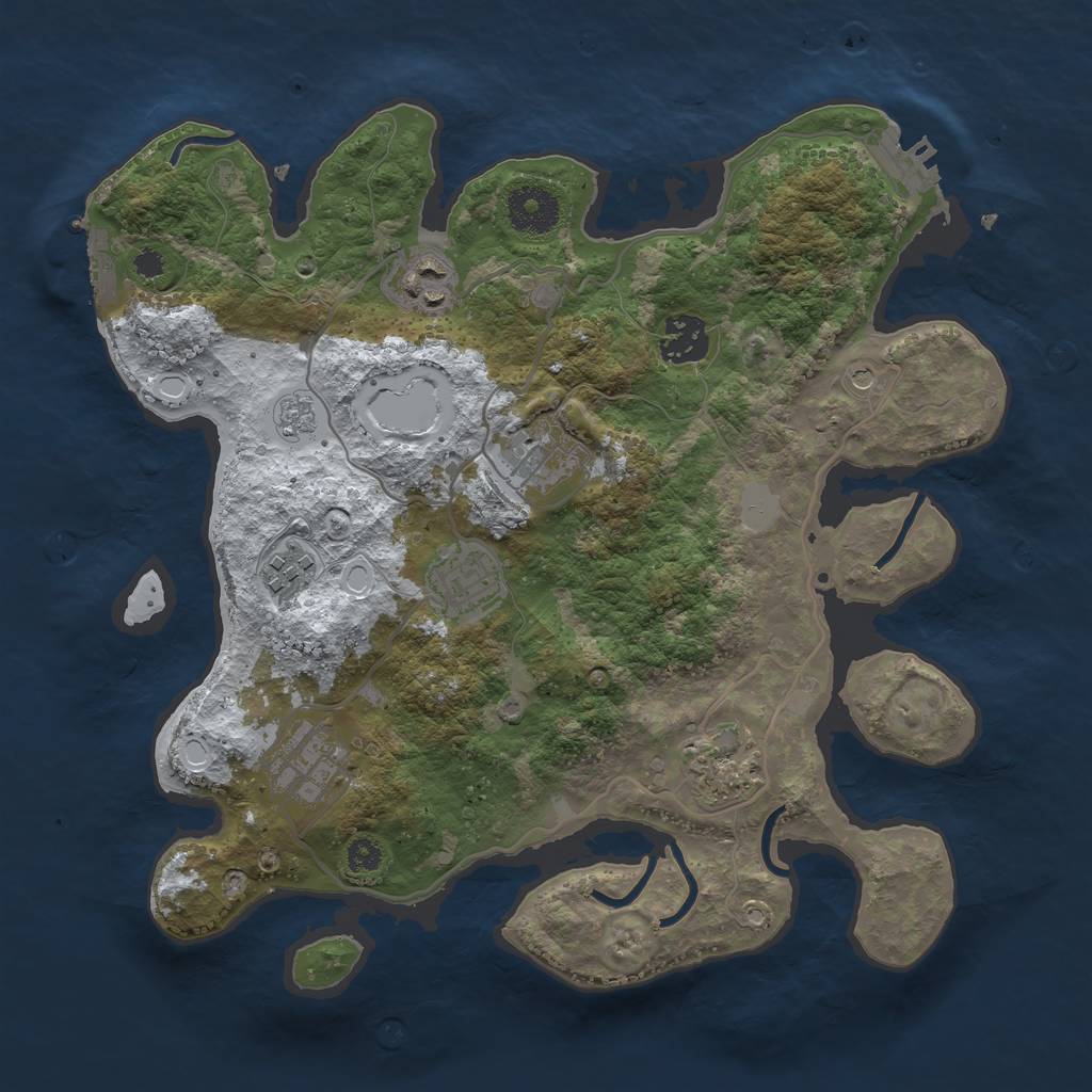 Rust Map: Procedural Map, Size: 3250, Seed: 3881667, 16 Monuments