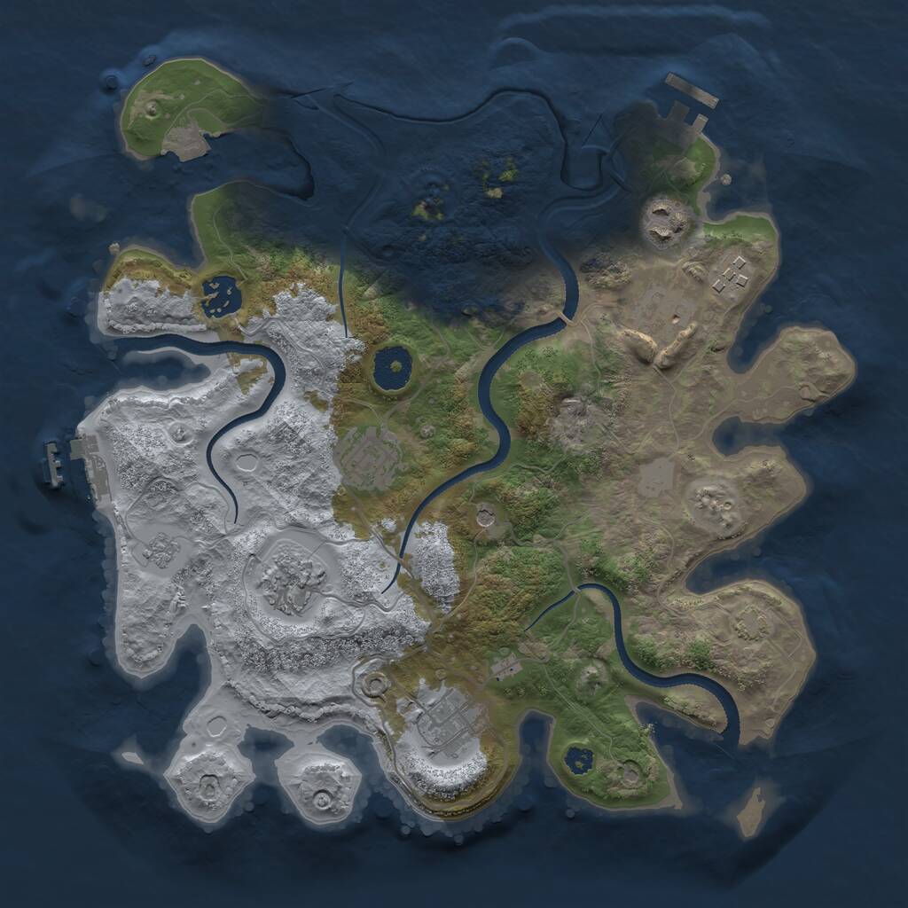 Rust Map: Procedural Map, Size: 3250, Seed: 5213622, 13 Monuments