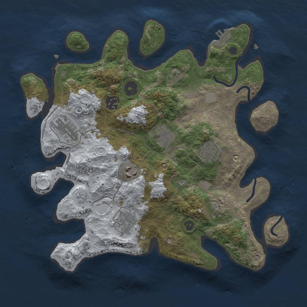 Rust Map: Procedural Map, Size: 3250, Seed: 2329035, 15 Monuments