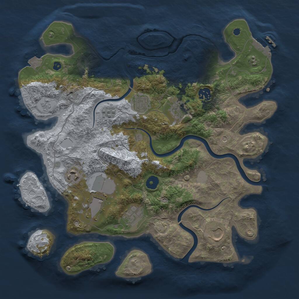 Rust Map: Procedural Map, Size: 3500, Seed: 85323545, 13 Monuments
