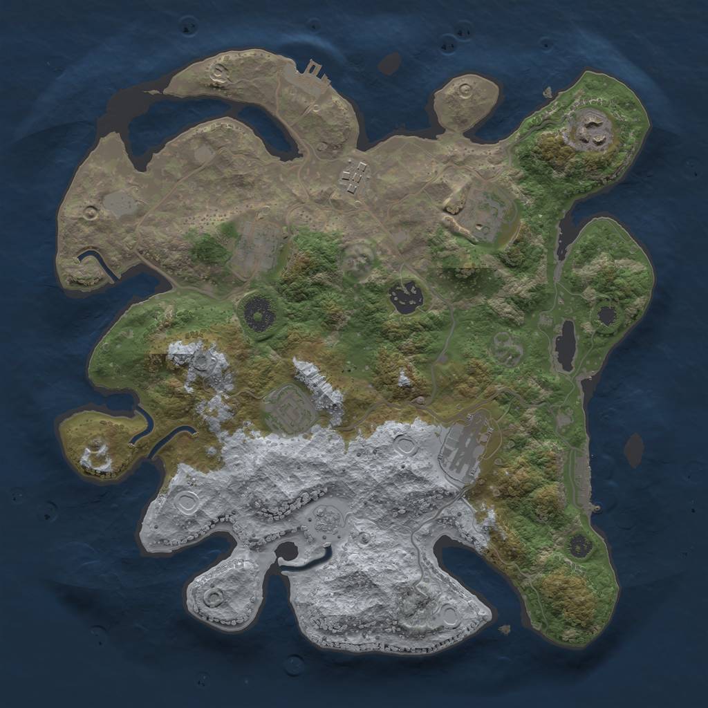 Rust Map: Procedural Map, Size: 3250, Seed: 5115387, 15 Monuments