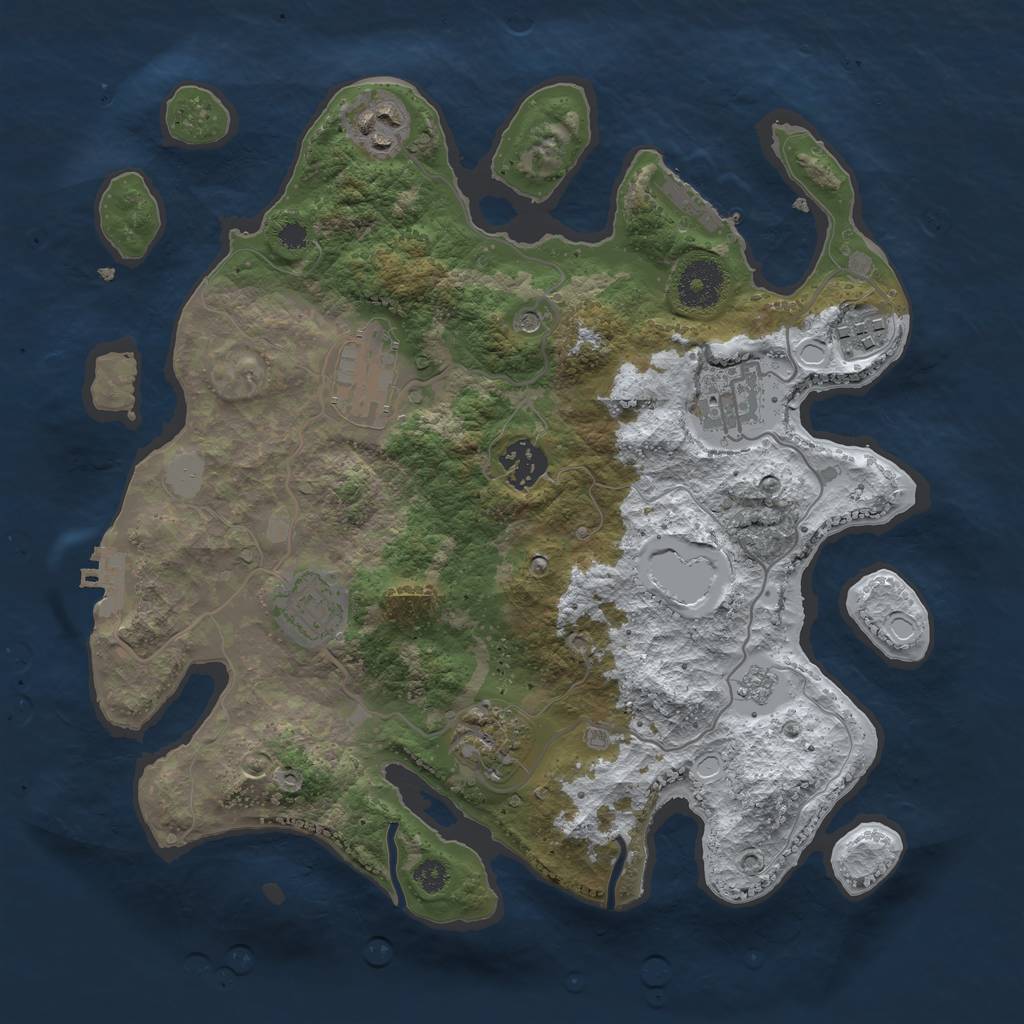 Rust Map: Procedural Map, Size: 3250, Seed: 3702295, 16 Monuments