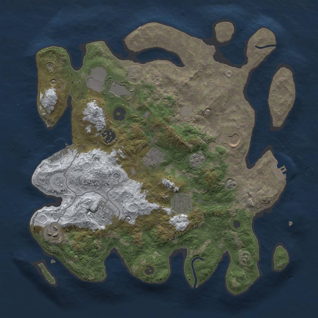 Rust Map: Procedural Map, Size: 3500, Seed: 1788055083, 17 Monuments