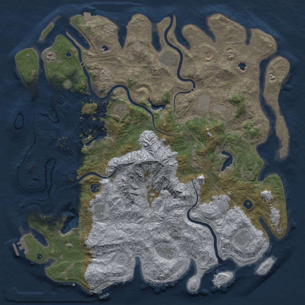 Rust Map: Procedural Map, Size: 5000, Seed: 12335, 17 Monuments