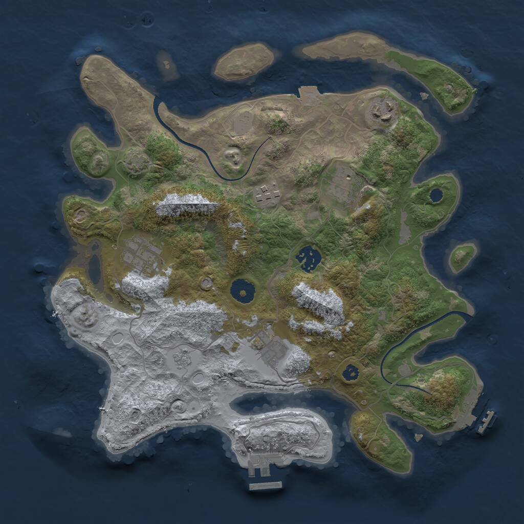 Rust Map: Procedural Map, Size: 3250, Seed: 3474332, 11 Monuments