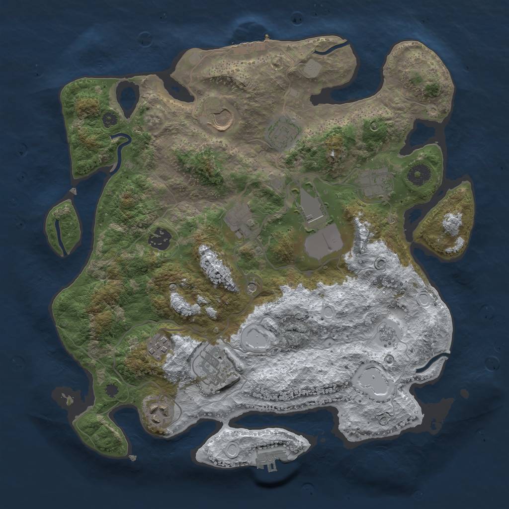 Rust Map: Procedural Map, Size: 3500, Seed: 1123581321, 18 Monuments