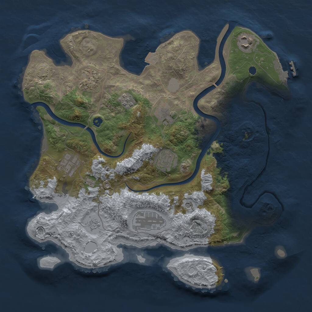 Rust Map: Procedural Map, Size: 3250, Seed: 1671122, 12 Monuments