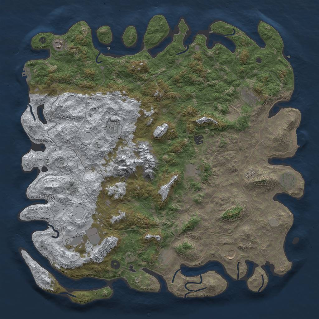Rust Map: Procedural Map, Size: 5000, Seed: 11051995, 19 Monuments