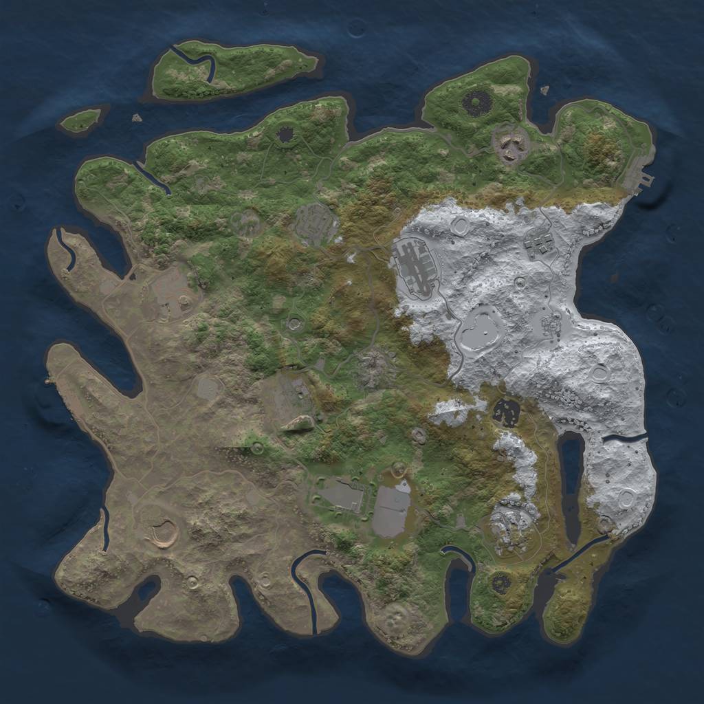 Rust Map: Procedural Map, Size: 3750, Seed: 1417098486, 19 Monuments