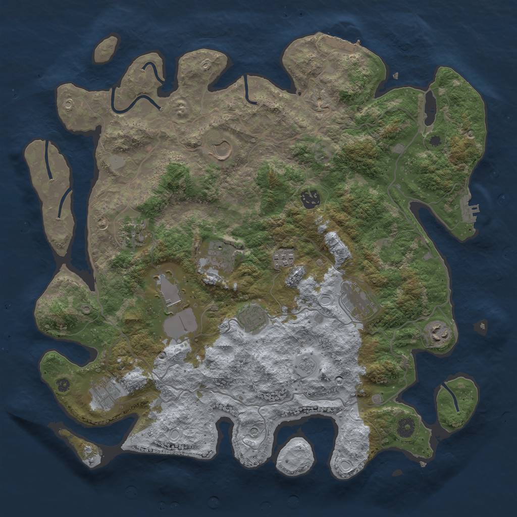 Rust Map: Procedural Map, Size: 4000, Seed: 8842069, 19 Monuments