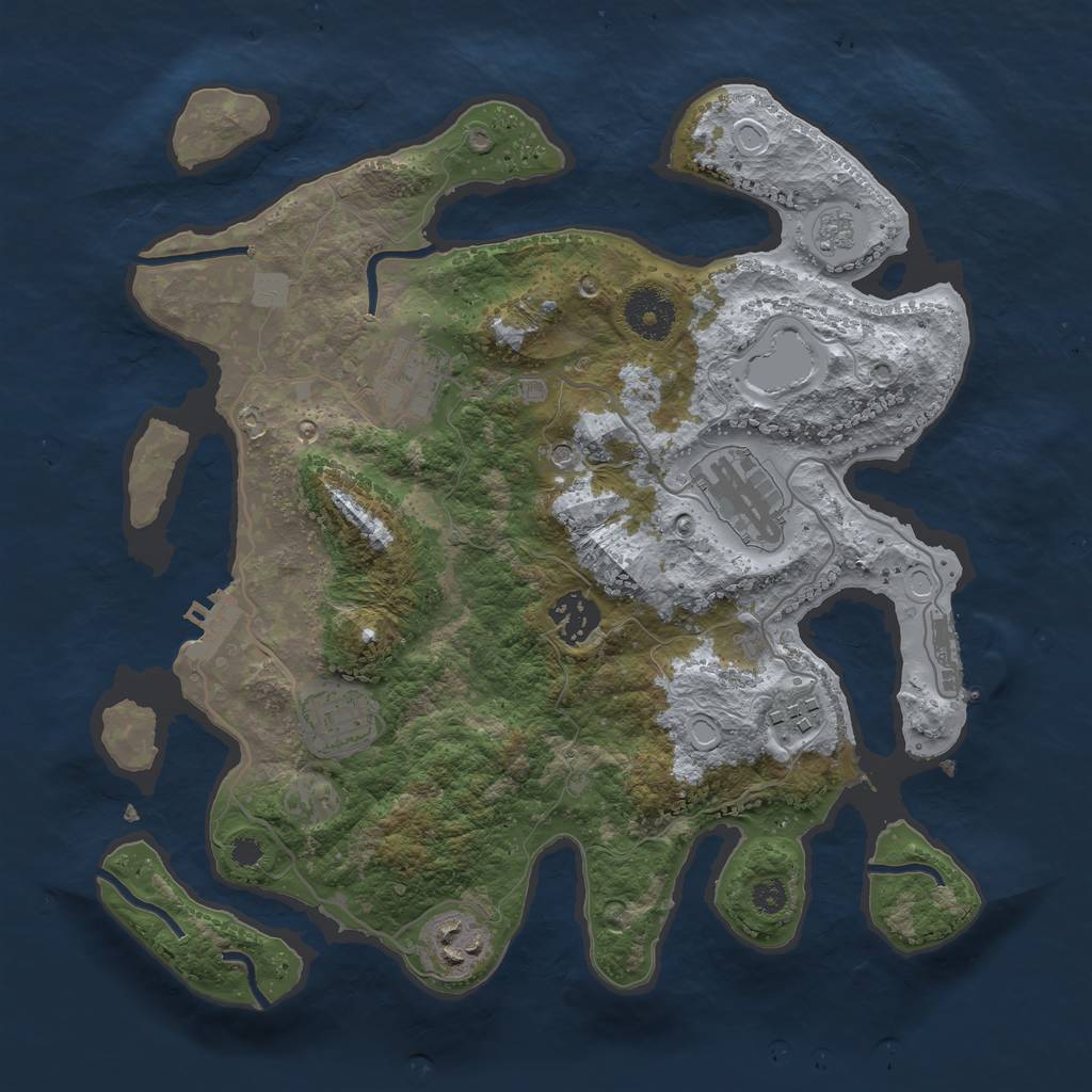 Rust Map: Procedural Map, Size: 3250, Seed: 1098679, 13 Monuments