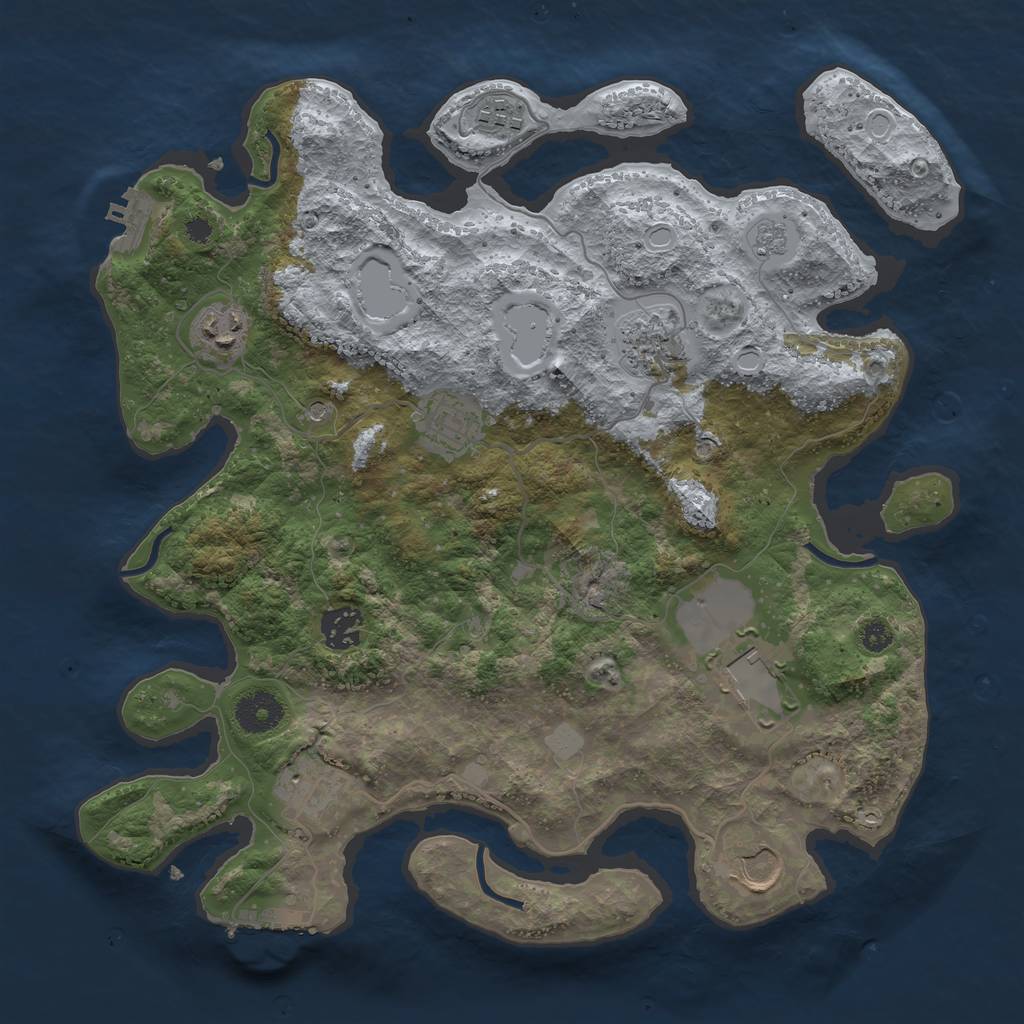 Rust Map: Procedural Map, Size: 3500, Seed: 647060719, 17 Monuments