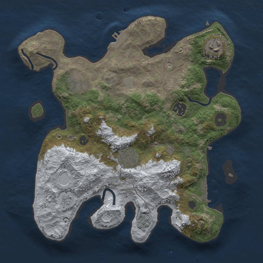 Rust Map: Procedural Map, Size: 3000, Seed: 13579, 14 Monuments