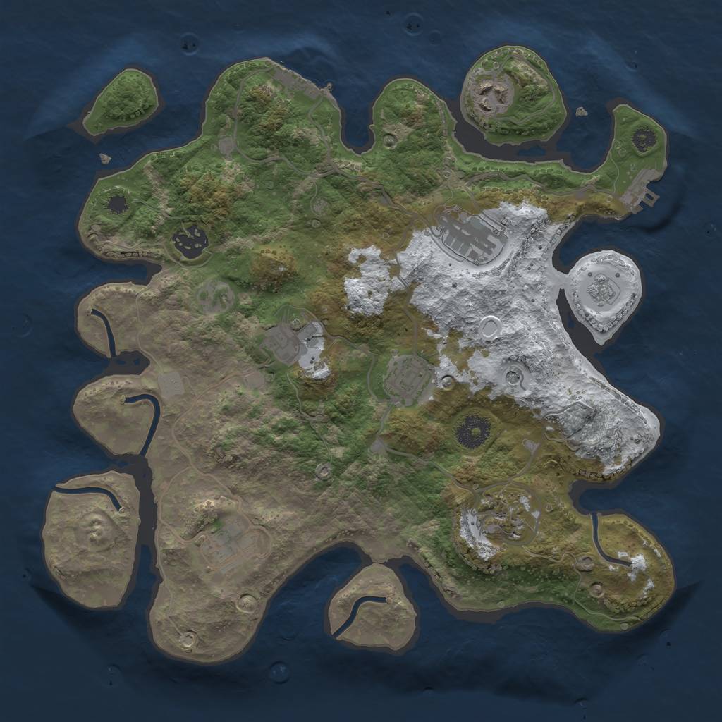 Rust Map: Procedural Map, Size: 3250, Seed: 3110443, 16 Monuments