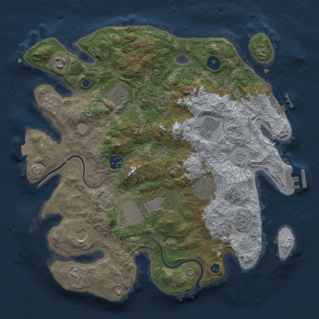 Rust Map: Procedural Map, Size: 3500, Seed: 1625185537, 13 Monuments