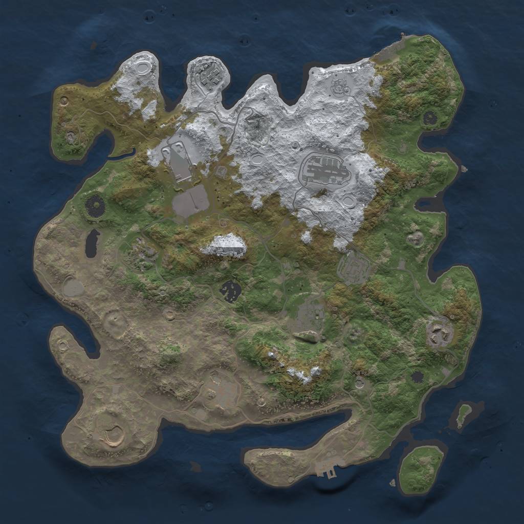 Rust Map: Procedural Map, Size: 3750, Seed: 701399705, 19 Monuments