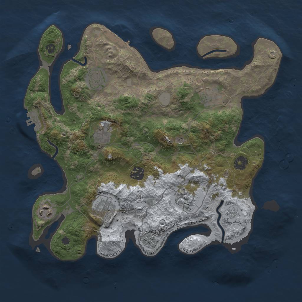 Rust Map: Procedural Map, Size: 3250, Seed: 3383278, 17 Monuments