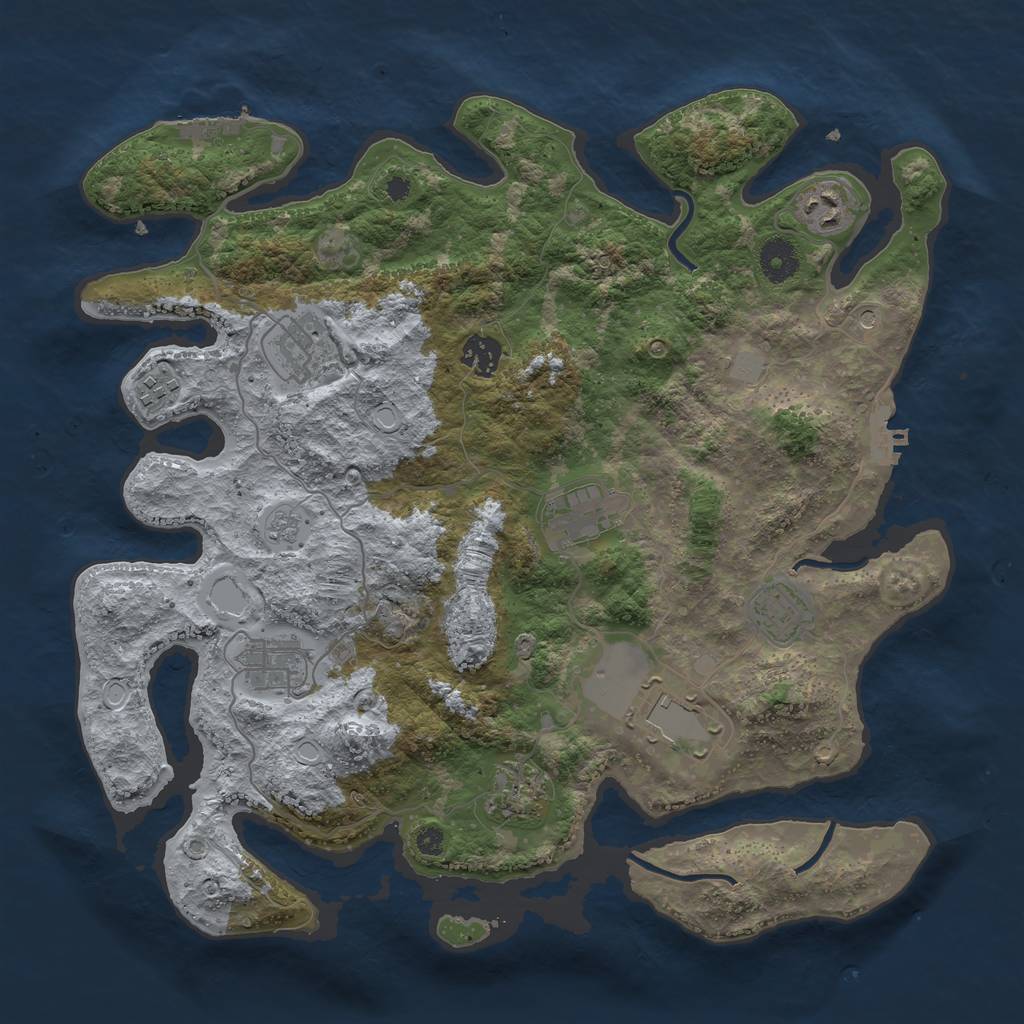 Rust Map: Procedural Map, Size: 3750, Seed: 971267409, 16 Monuments