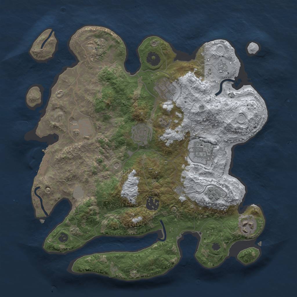 Rust Map: Procedural Map, Size: 3250, Seed: 5216869, 16 Monuments