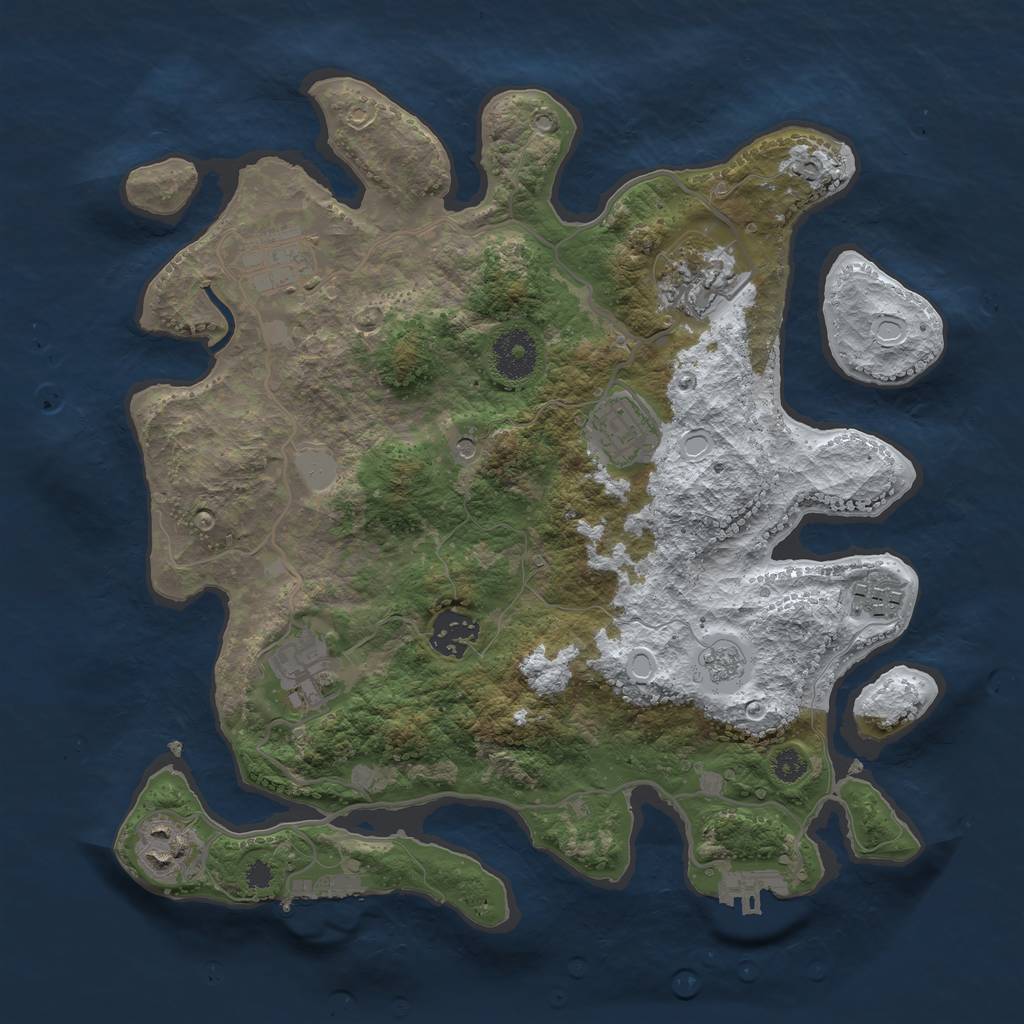 Rust Map: Procedural Map, Size: 3250, Seed: 2771909, 16 Monuments