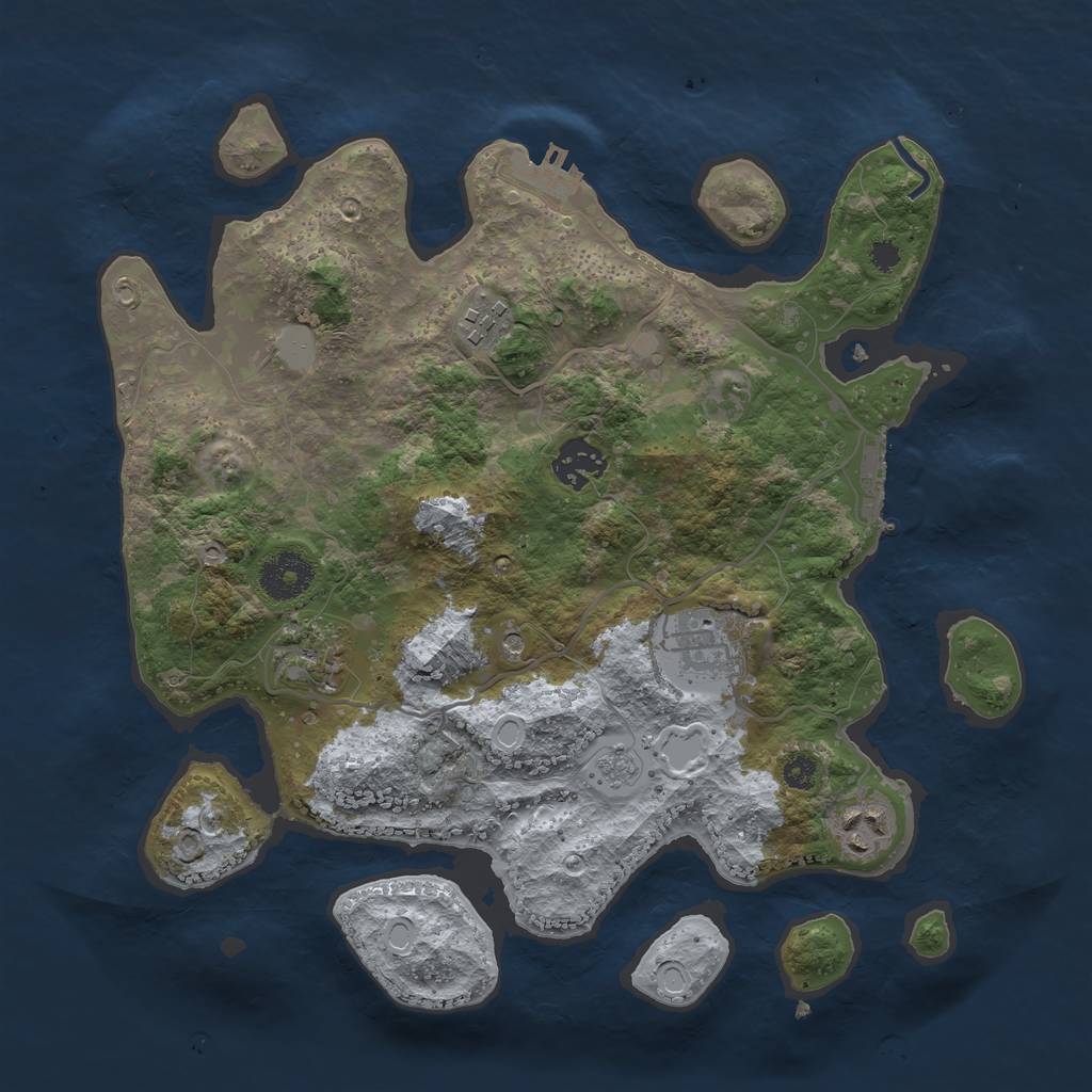 Rust Map: Procedural Map, Size: 3250, Seed: 2798286, 14 Monuments