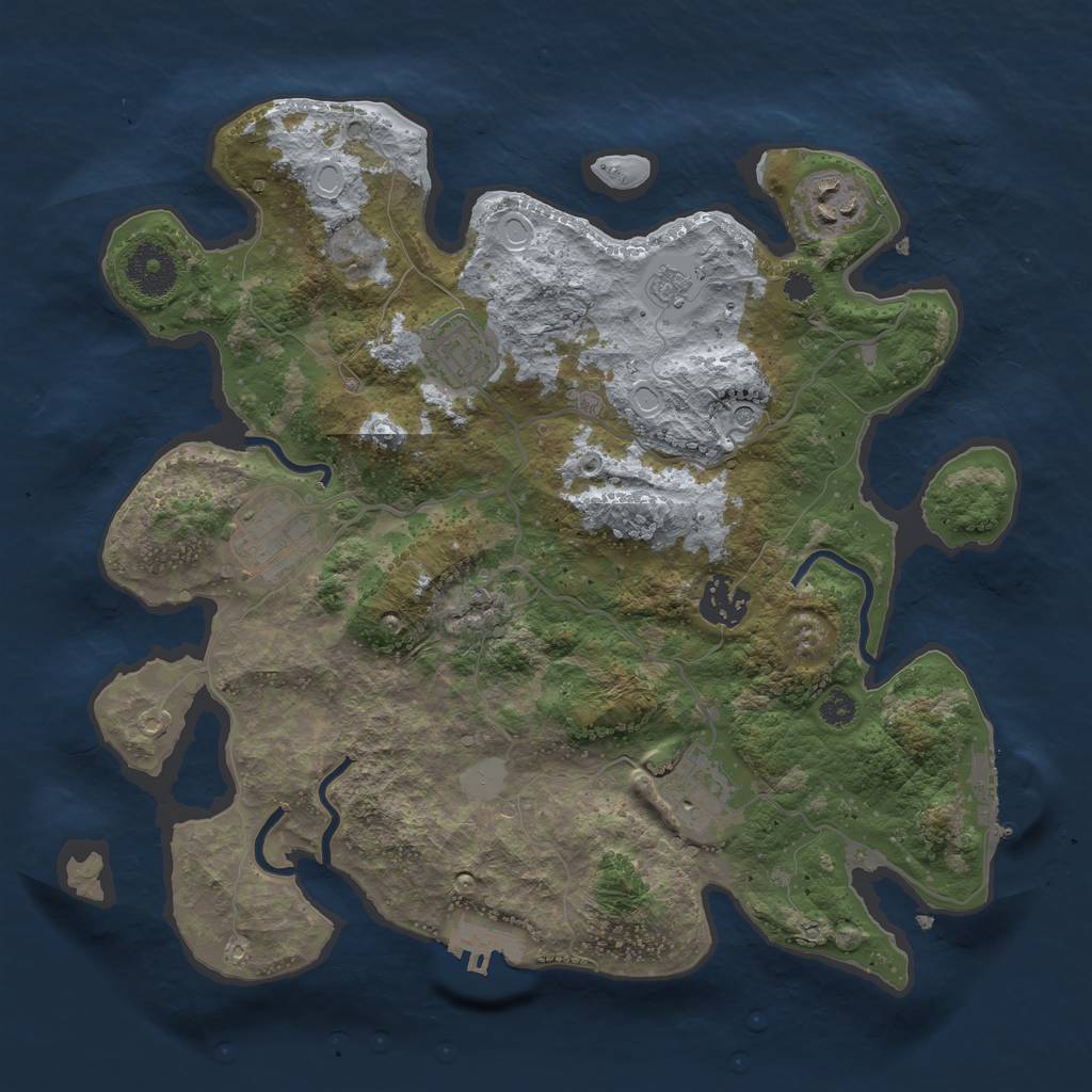 Rust Map: Procedural Map, Size: 3250, Seed: 1853950, 12 Monuments