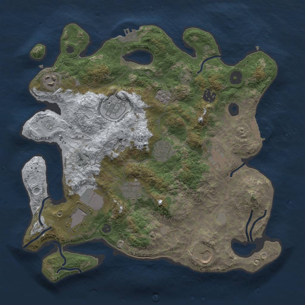 Rust Map: Procedural Map, Size: 3500, Seed: 14124, 18 Monuments