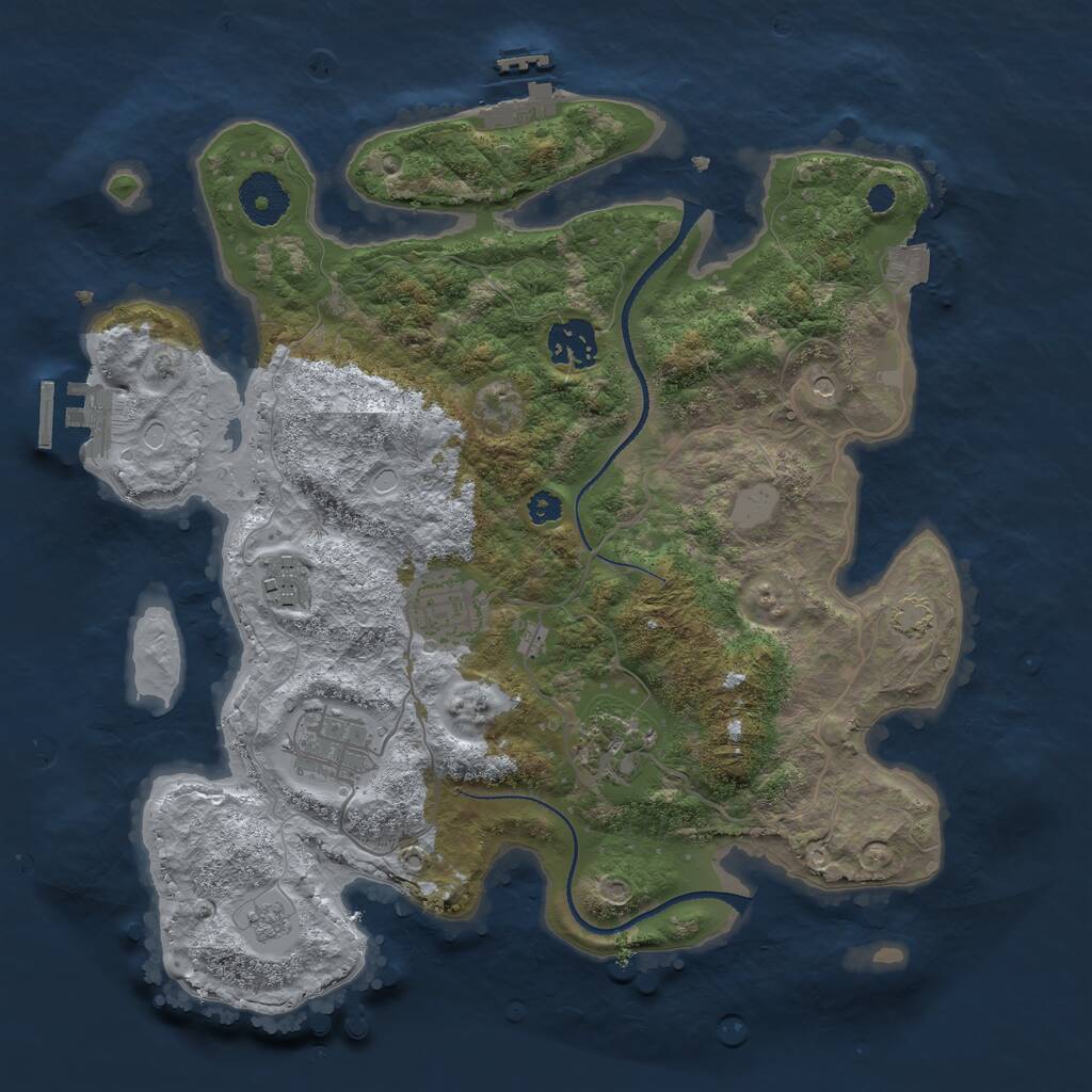 Rust Map: Procedural Map, Size: 3250, Seed: 1028331, 11 Monuments