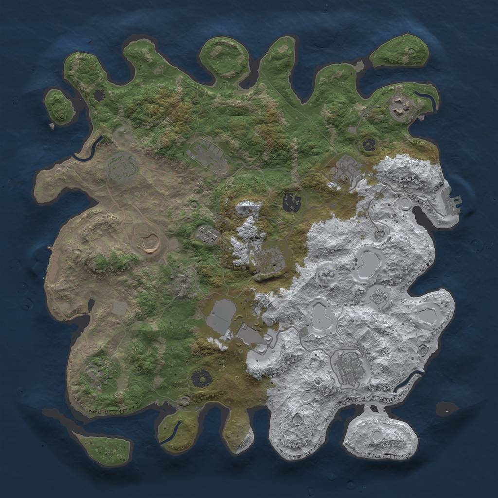 Rust Map: Procedural Map, Size: 3850, Seed: 645702754, 20 Monuments