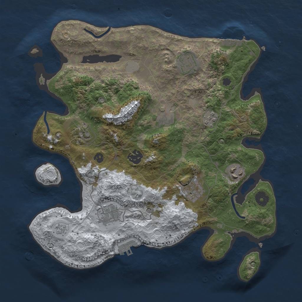 Rust Map: Procedural Map, Size: 3250, Seed: 5261744, 17 Monuments