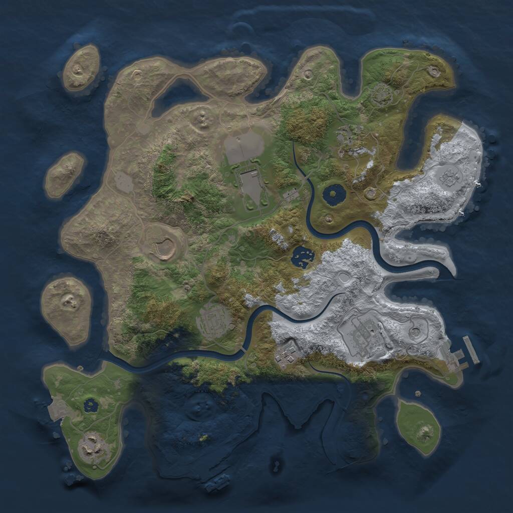 Rust Map: Procedural Map, Size: 3500, Seed: 5546, 14 Monuments