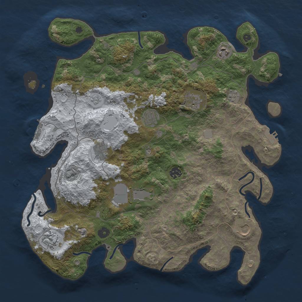 Rust Map: Procedural Map, Size: 4000, Seed: 76123, 18 Monuments