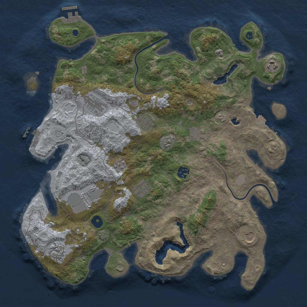 Rust Map: Procedural Map, Size: 4000, Seed: 76123, 16 Monuments
