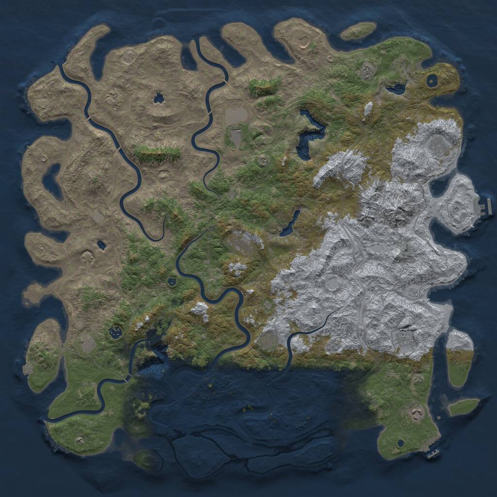 Rust Map: Procedural Map, Size: 6000, Seed: 6737, 17 Monuments