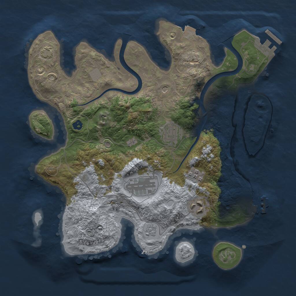 Rust Map: Procedural Map, Size: 3000, Seed: 1456886839, 10 Monuments