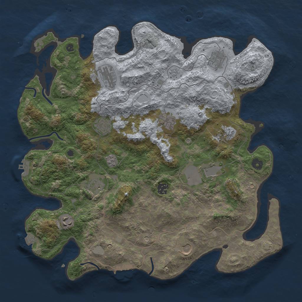 Rust Map: Procedural Map, Size: 4000, Seed: 974286, 19 Monuments