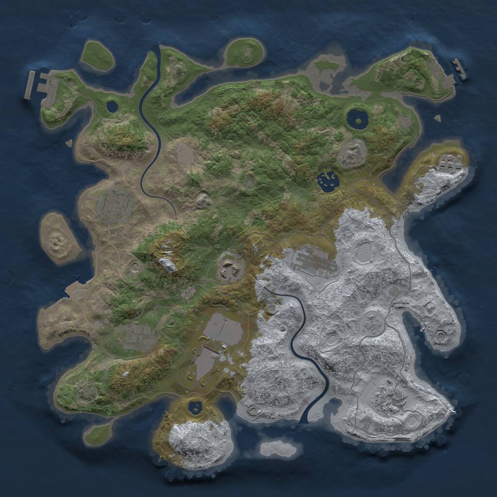 Rust Map: Procedural Map, Size: 3500, Seed: 73200200, 14 Monuments