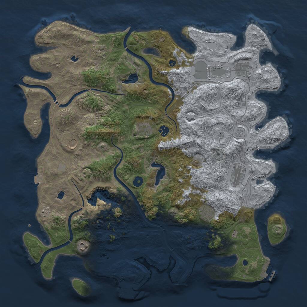 Rust Map: Procedural Map, Size: 4500, Seed: 80085, 16 Monuments