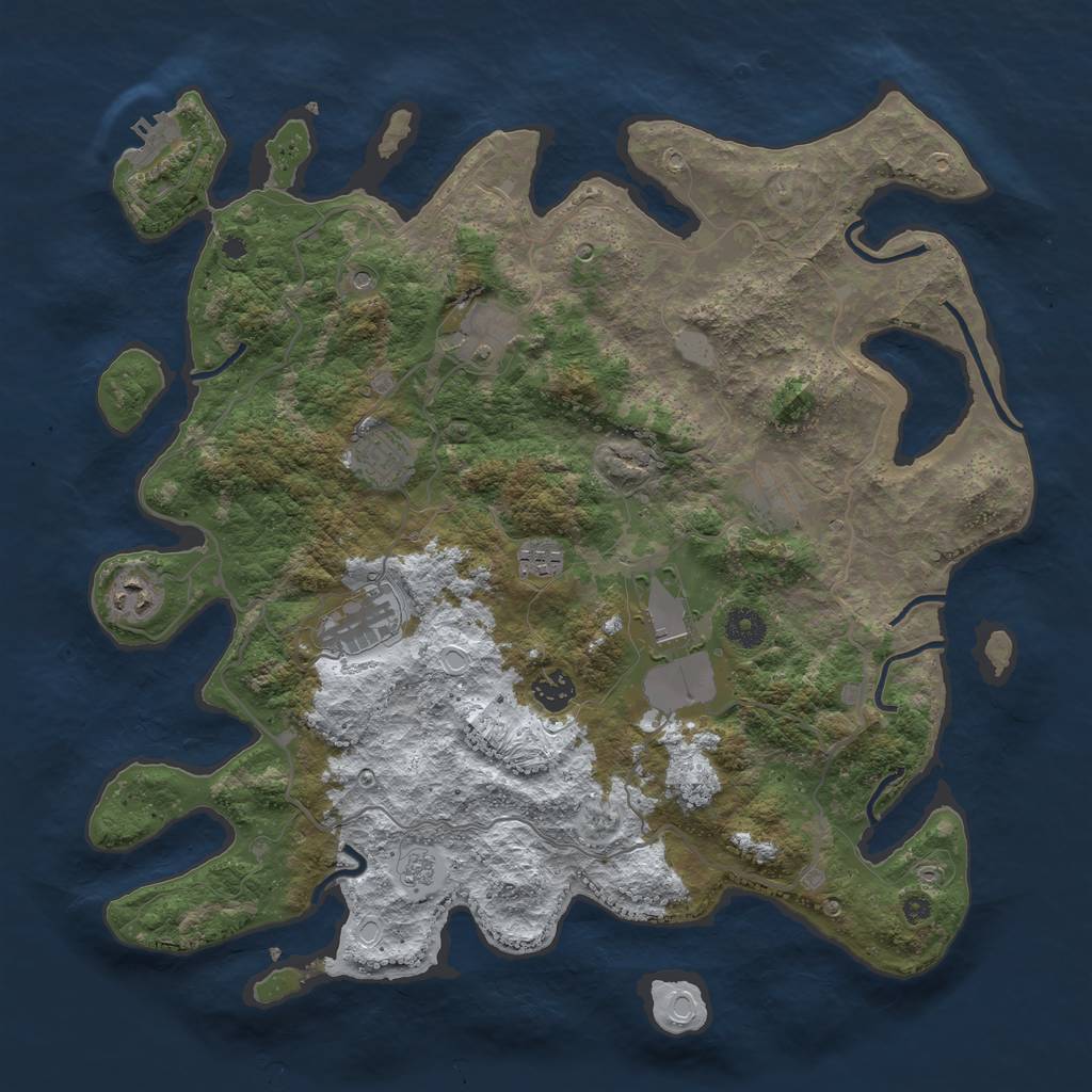 Rust Map: Procedural Map, Size: 4000, Seed: 821801, 16 Monuments