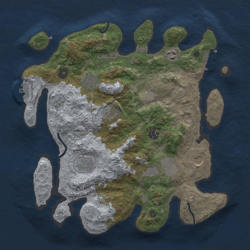 Rust Map: Procedural Map, Size: 3500, Seed: 959078576, 17 Monuments