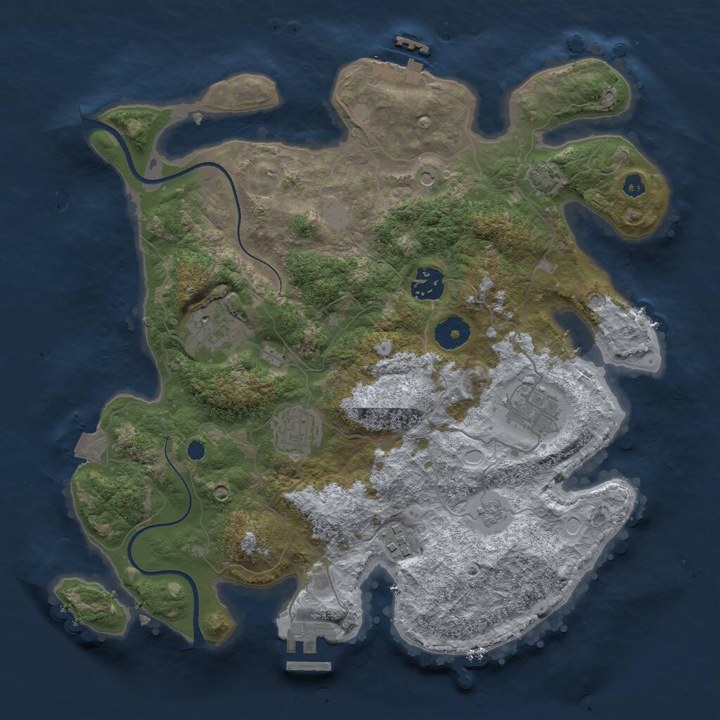 Rust Map: Procedural Map, Size: 3250, Seed: 5126363, 11 Monuments