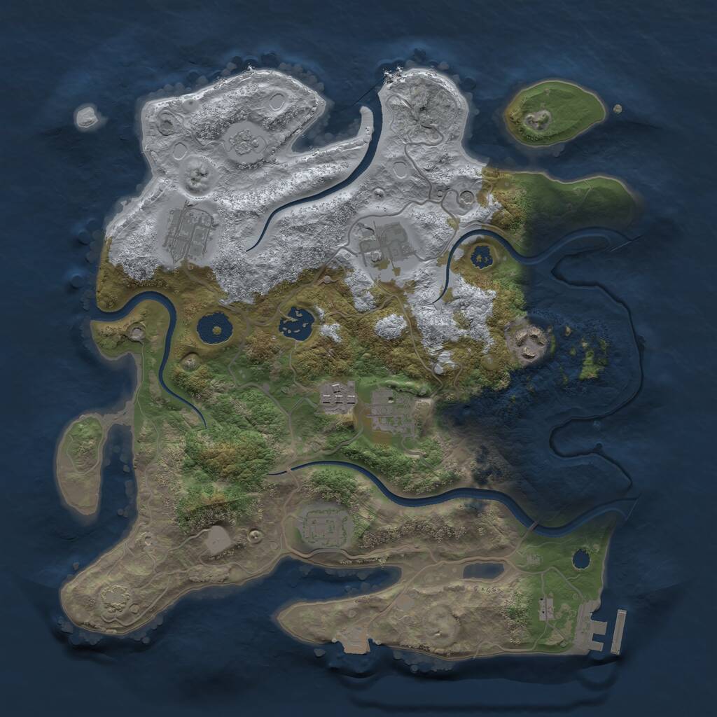 Rust Map: Procedural Map, Size: 3250, Seed: 3830461, 12 Monuments