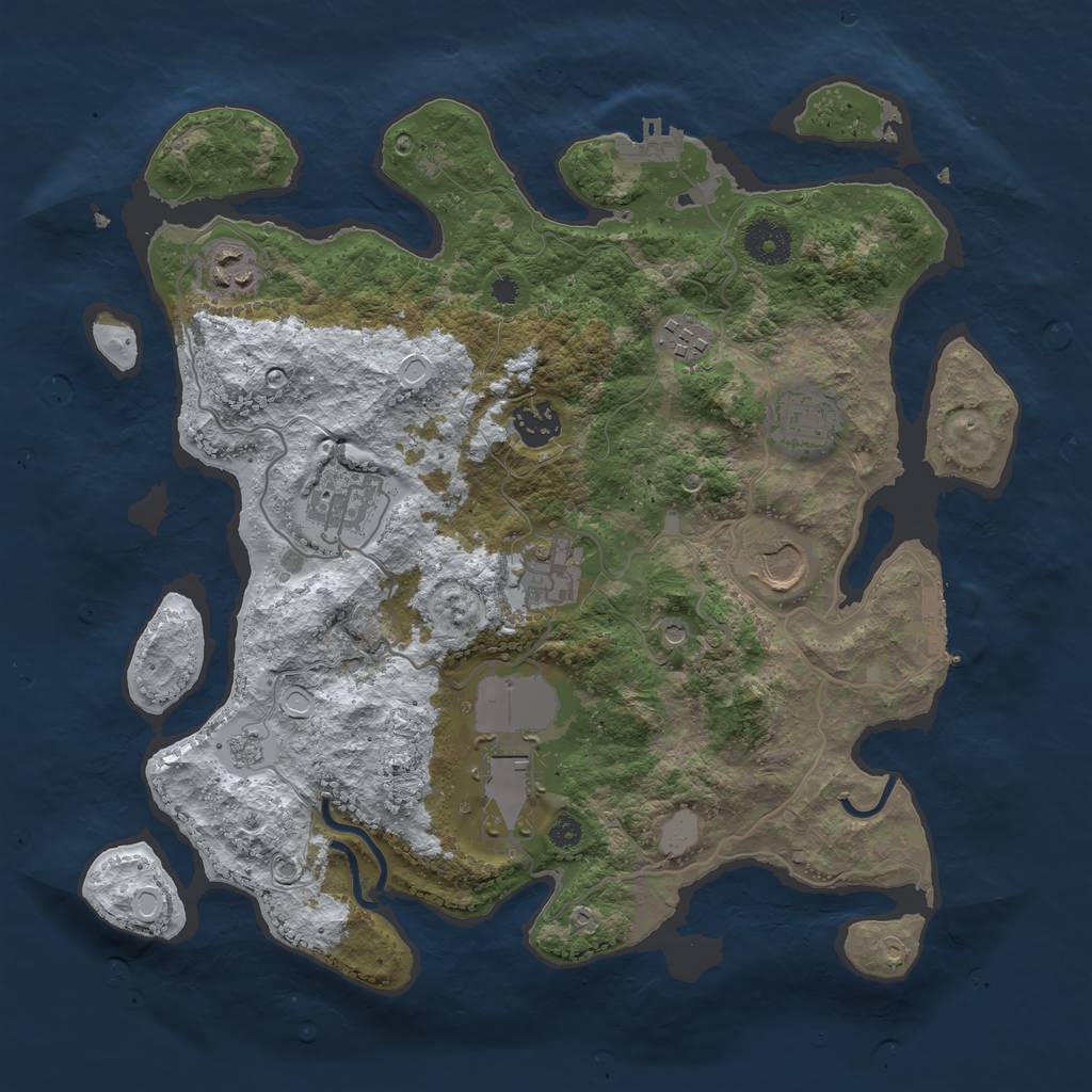 Rust Map: Procedural Map, Size: 3500, Seed: 126168576, 17 Monuments