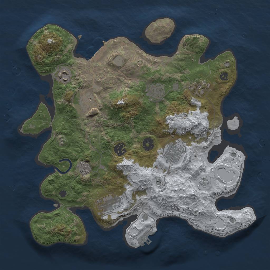 Rust Map: Procedural Map, Size: 3250, Seed: 2452099, 17 Monuments