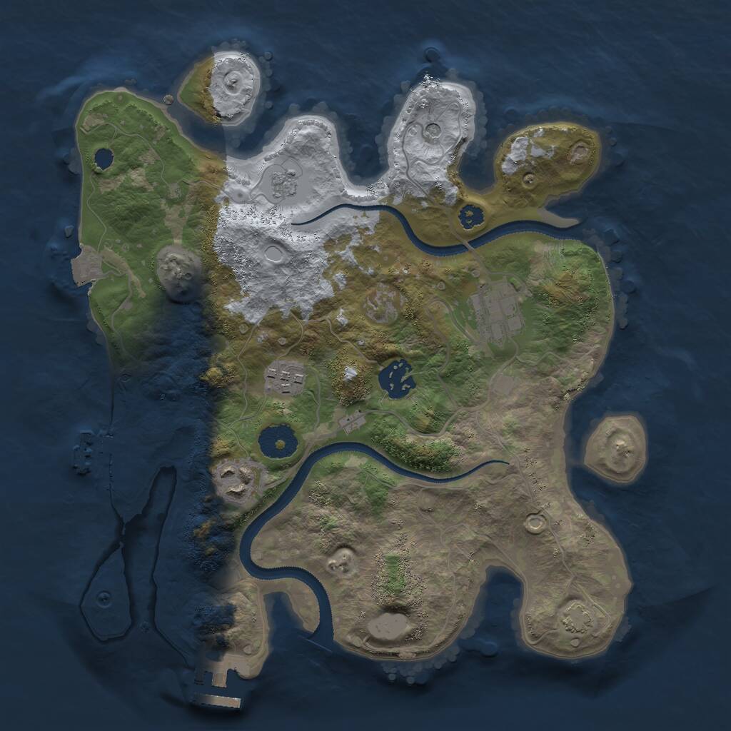 Rust Map: Procedural Map, Size: 3000, Seed: 64495, 10 Monuments