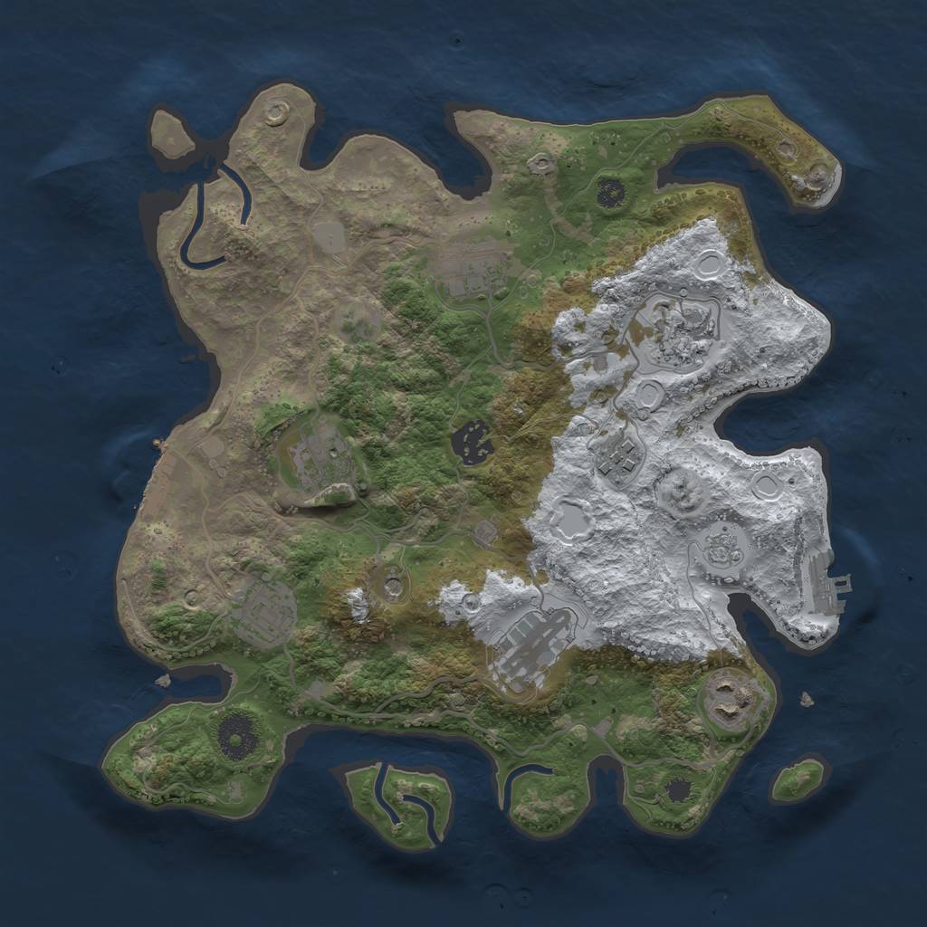 Rust Map: Procedural Map, Size: 3250, Seed: 2909796, 17 Monuments