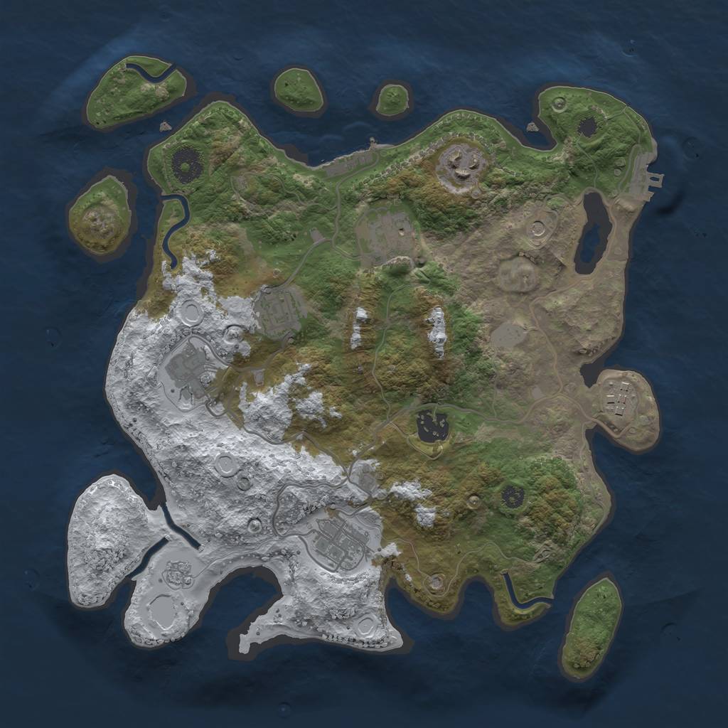 Rust Map: Procedural Map, Size: 3250, Seed: 6203405, 16 Monuments