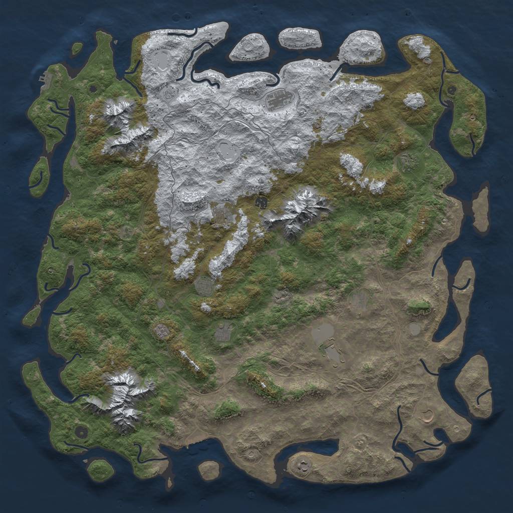 Rust Map: Procedural Map, Size: 6000, Seed: 1047909985, 20 Monuments